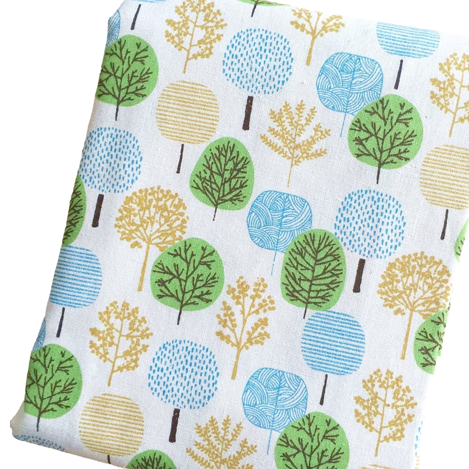 

moonfarm Nordic-style cotton-linen fabric for crafts, colorful tree pattern, approximately 1-5m long, approximately 150cm wide (2m)