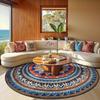 Round Living Room Carpet Machine Washable Foldable Rug Soft Comfortable Non-slip Bedroom Floor Mat Retro Style Home Decor Rugs