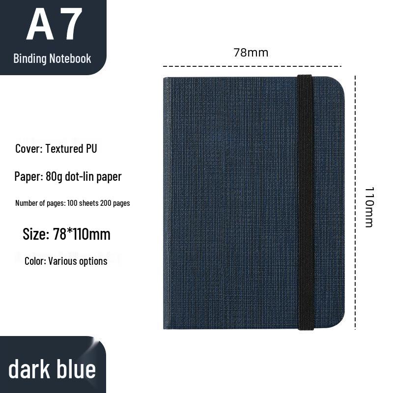 A7 Portable Mini Notebook with Strap - Custom Logo Pocket Book for Office A7 Small Notebook темно-синий