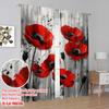 2 Stück, 2D-Flachdruck Fenster Vorhang Rote Mohnblüte Ausbruch Vielseitiger Polyesterstoff (ohne Stange) Alle Jahreszeiten Ldeal zum Wohnen