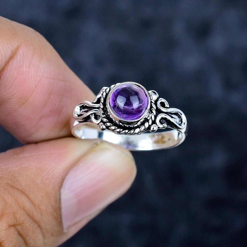 Sage Amethyst Gemstone Handmade 925 Sterling Silver Jewelry Ring Size 9 MM-3445