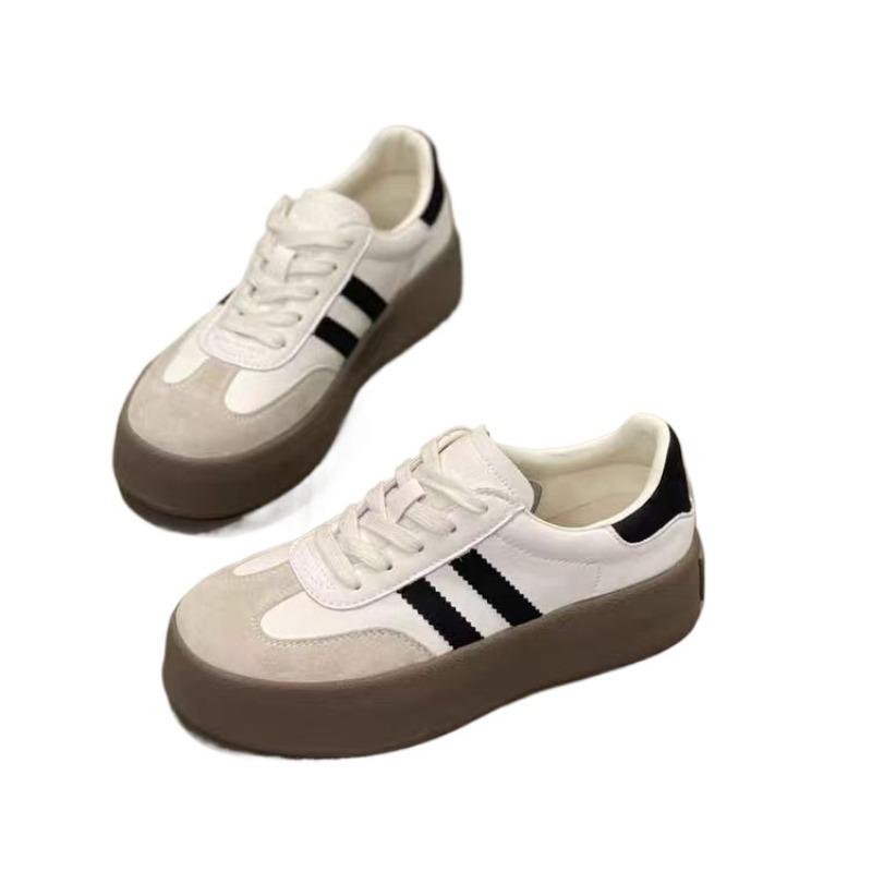 Thick Sole Casual Board Shoes Sports Shoes 2024 New Cowhide Everything Soft Sole Inside Increase De Training Women Shoes