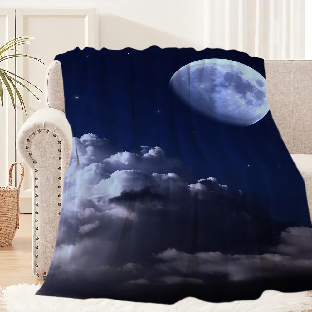 

Night G Glittery Stars Sky Clouds Moon Blanket For Soft Throw Blanket for Picnic Bed Sofa Home Bedroom Cozy Warm Comfortable 75x90cm