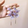 Organza Flower Earrings Tassel Fashion Jewelry Gift Long Tassel Earrings  Women