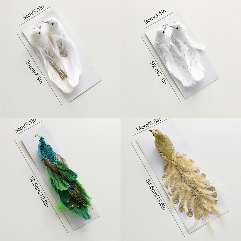 1/2pcs Foam Indoor & Outdoor Use Christmas Tree Ornaments Glitter Artificial Birds Colorful Clip-On with Feathers Christmas Birds