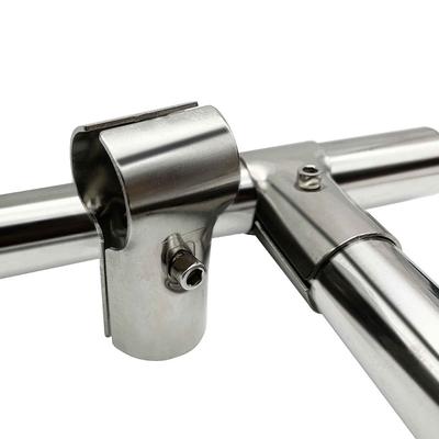 1Pc 25mm Round Pipe Joint Stainless Steel Tube Connector Clothes Display Rack Rod Support Holder Fixed Clamp Furniture Hardware