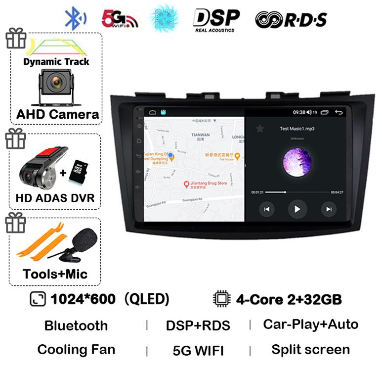 Android 14 Carplay Auto Car Radio For Suzuki Swift 4 2011 2012 2013 2014 2015 2016 Multimedia Video Player Audio GPS Stereo WIFI