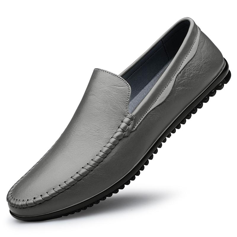 Fashion Non-Slip Lightweight Men Business Shoes Slip-On Comfortable Flat Men's Genuine Leather Loafers Casual Breathable Soft Sole Shoes
