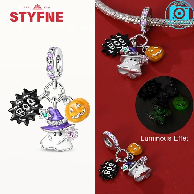 Copper Original New Halloween Series Luminous Skull Beads Fit Bracelet Diy Charm For Women Jewelry Fashion Giftcopper