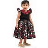 Платье для девочек, Dress for Girls Satin Polka Printed Floral Embroidery (Black & Red),  Stanwells Kids