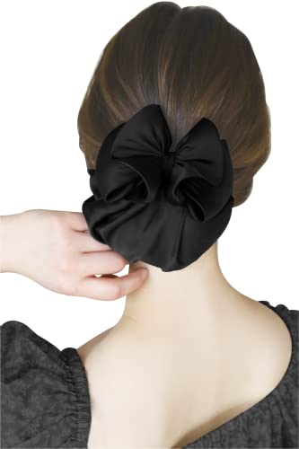 

Hairdresser-supervised chignon net barrette with ribbon net [ARCADY] Large bun for formal occasions (natural, black)
