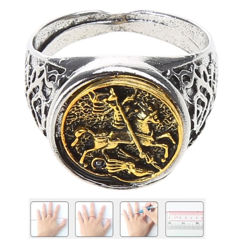 Men's Rings Handmade Jewelry Gifts Sovereign Saint George Portrait Roman Soldier Ring Fashion for Men Husband Boyfriend