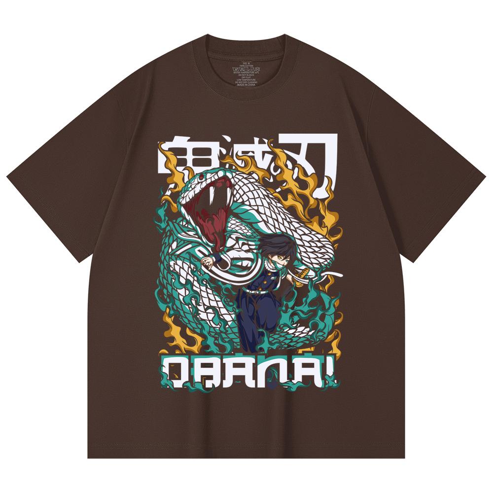 230 g/m² 100 % Baumwolle Demon Slayer V103 Obanai Druck Unisex Schweres Baumwoll-T-Shirt