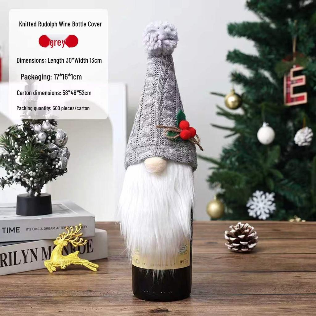 Rudolph Wine Bottle Gnome Set - Christmas Red Wine Cover Decorations