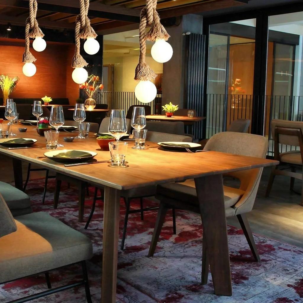 Retro Industrial Style Hemp Rope Chandelier for Restaurants Cafes Bars Shops Vintage Decorative Lighting