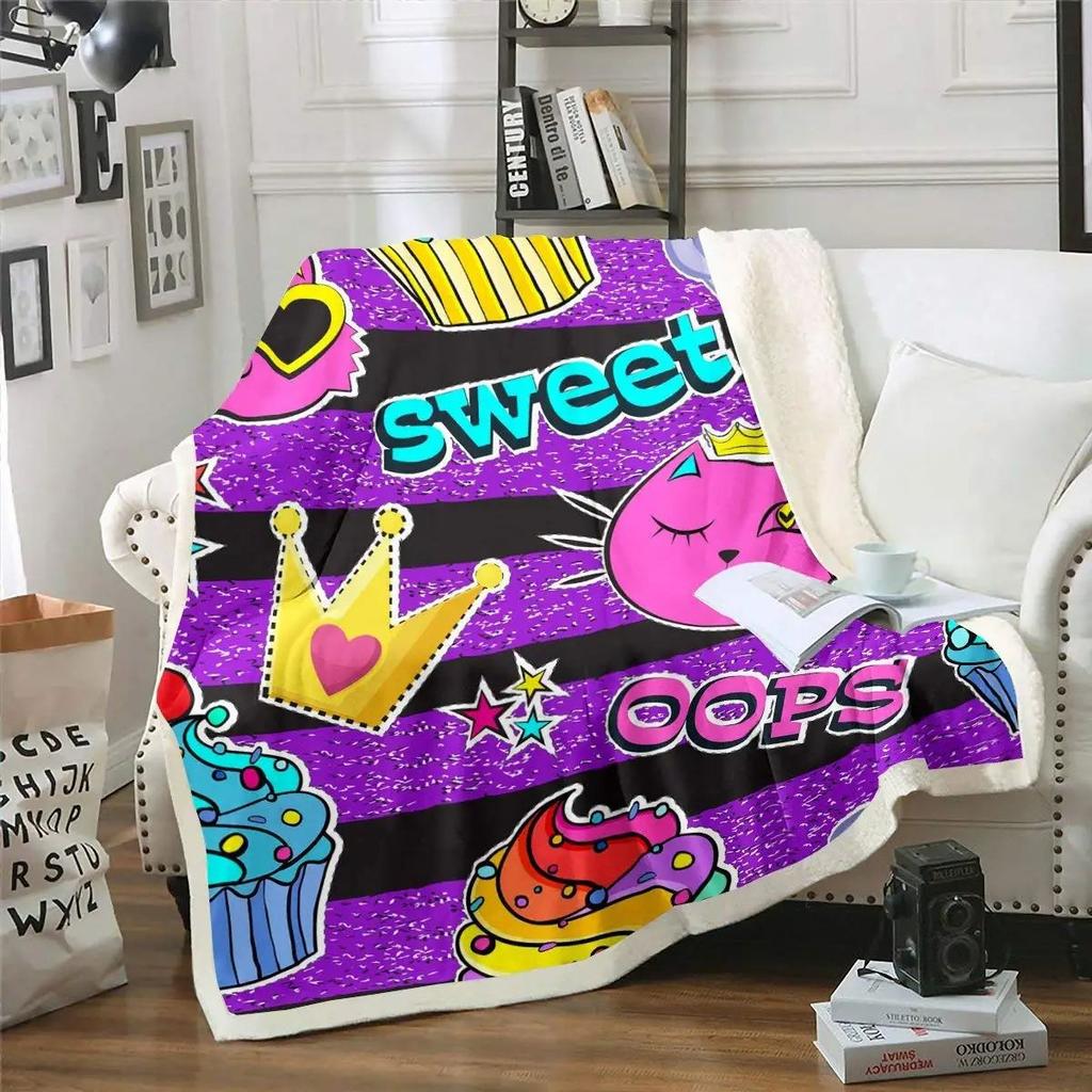 Queen'S Crown Flange Fleece Blanket Living Room Bedroom Decorative Blanket