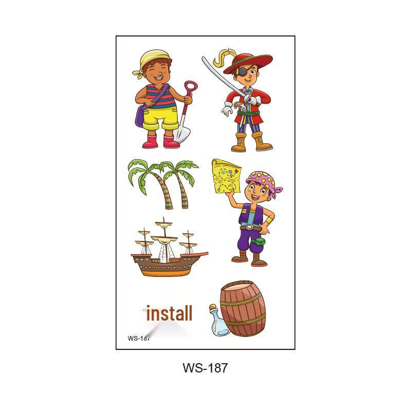 Children's Pirate Cartoon Waterproof Temporary Tattoo Stickers for Face & Arm - Fun Party Collection