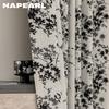 1PC NAPEARL Middle Ancient Style French Printed Curtains Black and White Floral Branch Printed Curtains for Bedroom Living Room Home Decor