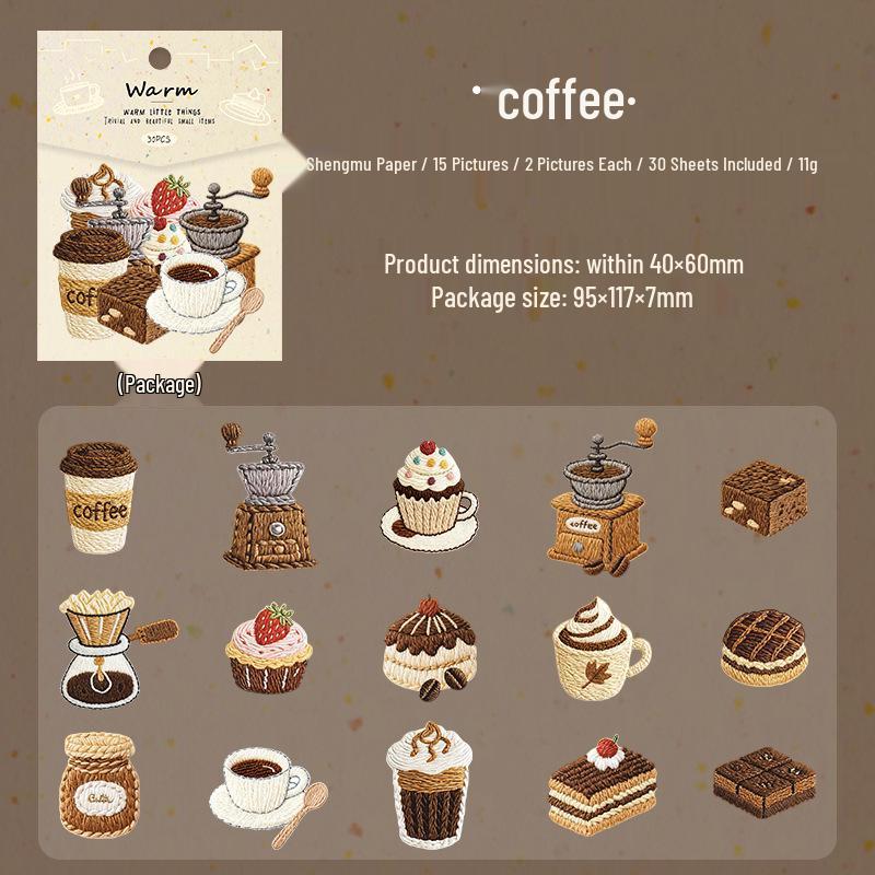 Ketchup Girl Cozy Series: Embossed Sticker Pack for Journals & DIY Collage - 6 Designs