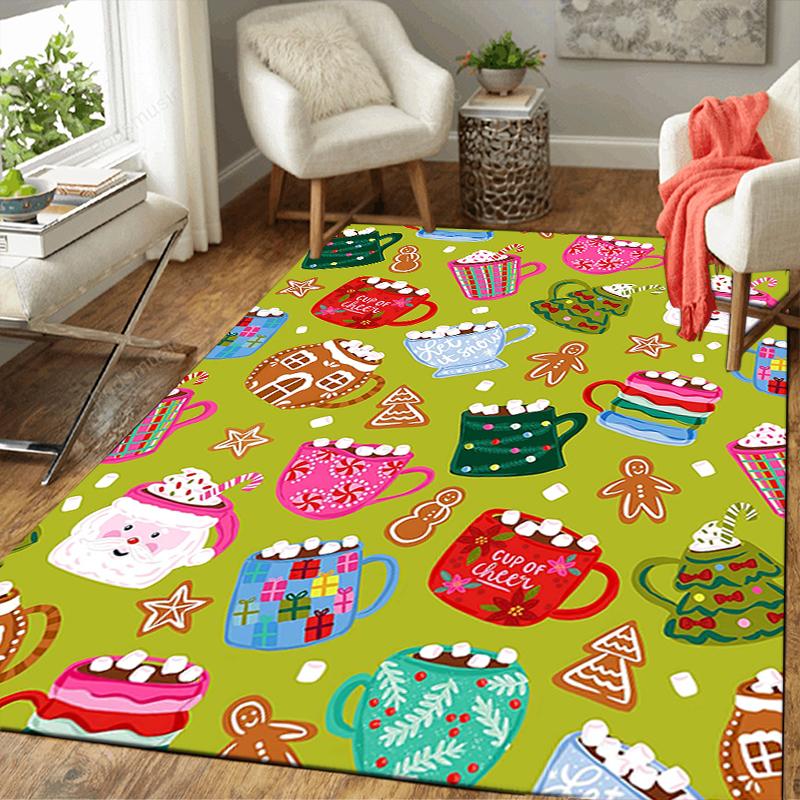 1Pc Santa Claus Reindeer Rug Office Carpet Indoor Outdoor Doormat Nonslip Soft And Comfortable Living Room Christmas Halloween Gift D91817