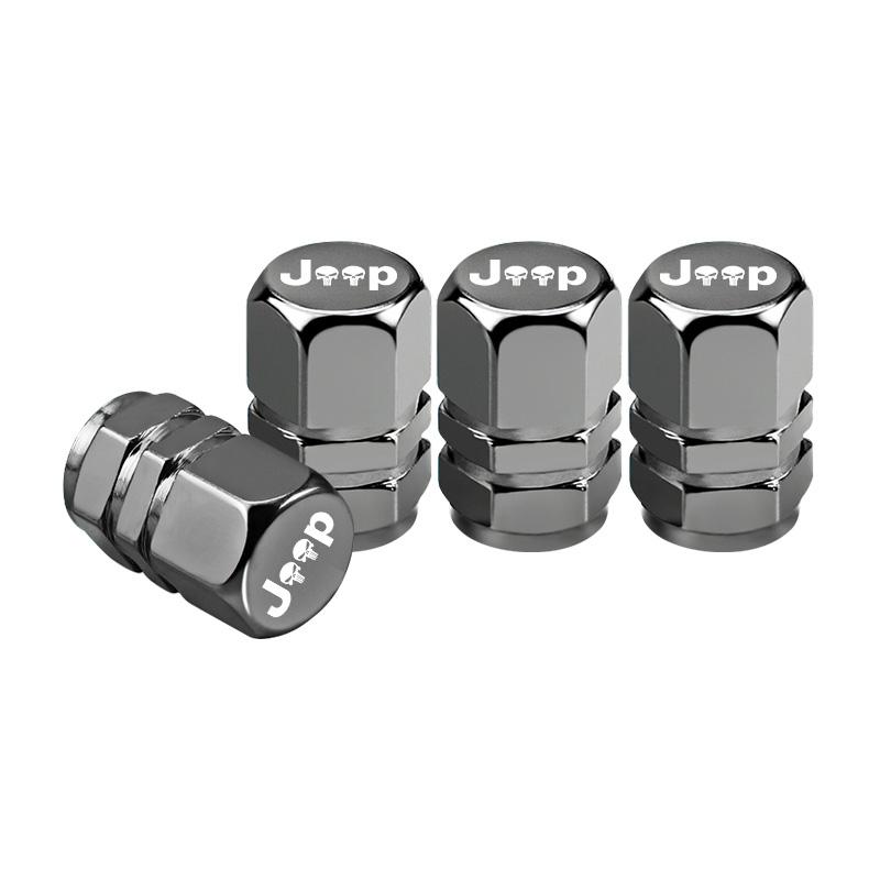 Cup Holders 4Pcs Alloy Car Tire Valve Cover Auto Wheel Valves Stem Cap For Jeep Grand Cherokee Wrangler JK Gladiator Compass Ren