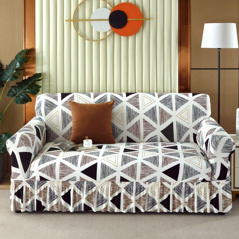1pc Stretch Sofa Slipcover, Sofa Cover with Skirt, Couch Cover Furniture Protector, for Bedroom Office Living Room Home Decor
