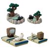 Bunter japanischer Katzenbuch- & Handyhalter Harz-Miniatur-Ornament