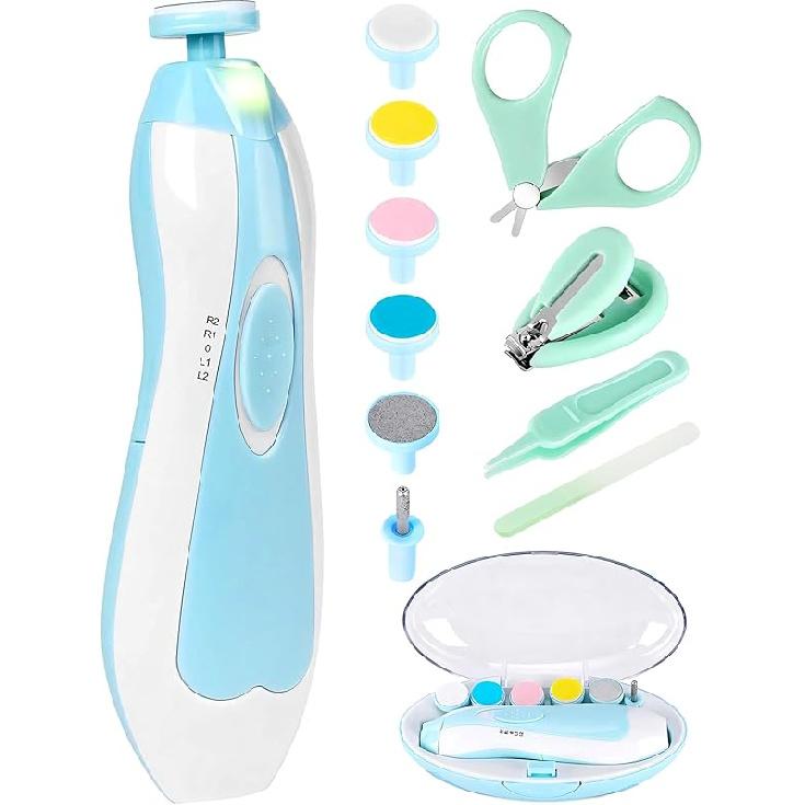 Baby Nail Trimmer Electric,Baby Nail Clippers, 6 In 1 Baby Nail File,Nail File Baby Grooming Kit Manicure Set for Toddler or Adults (Blue)