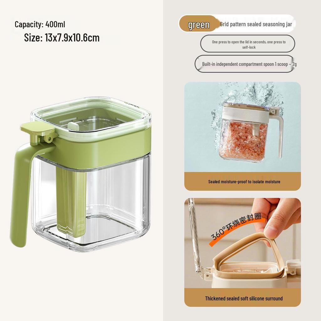 Moisture-Proof Glass Seasoning Jar Set with Spoon and Salt Separation