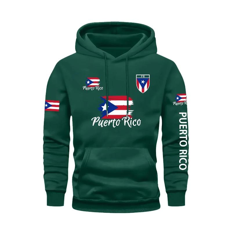 Men's Puerto Rico Flag Hoodie Casual Long Sleeve Sweatshirt Front Pocket Comfortable and Stylish for Fall/Winter
