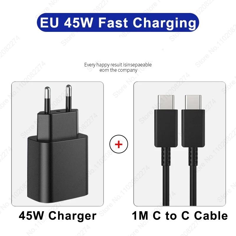 45W Fast Charger USB C Phone Adapter For Samsung Galaxy S23 S24 S25 Ultra A55 A35 A15 5G Plug Charger Type C Fast Charging Cable