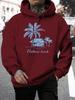 Beach Coconut Trees Creative Printed Men Hoodies Multicolor Loose Hoody Autumn Fleece Streetwear Pocket All-Match Unisex Tops