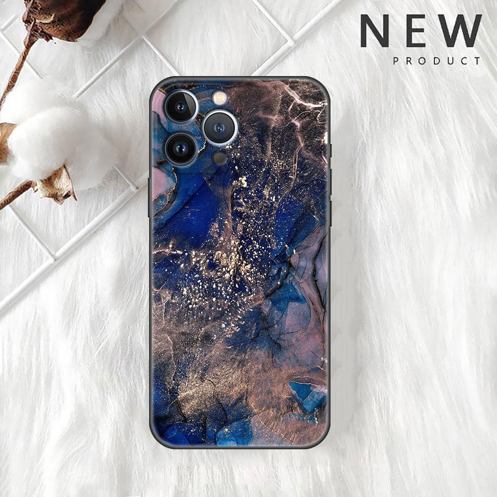 Case For Apple iPhone 11 13 12 14 Pro 7 Plus XR X XS Max 6 6S 13Pro SE 2022 Black Silicone Phone Funda Marble Pattern