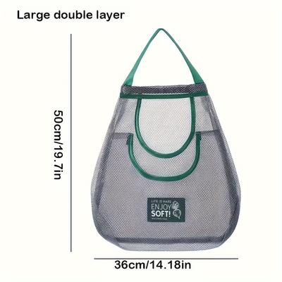 1pc Large Capacity Portable Kitchen Storage Bag Household Vegetable Fruit Mesh Bag Wall Mounted Storage Room Organizer
