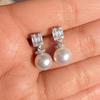 Xiaomi Huitan Sparkling Cubic Zirconia Geometric Drop Earrings for Women Elegant Wedding Imitation Pearl Bridal Elegant Trendy Jewelry