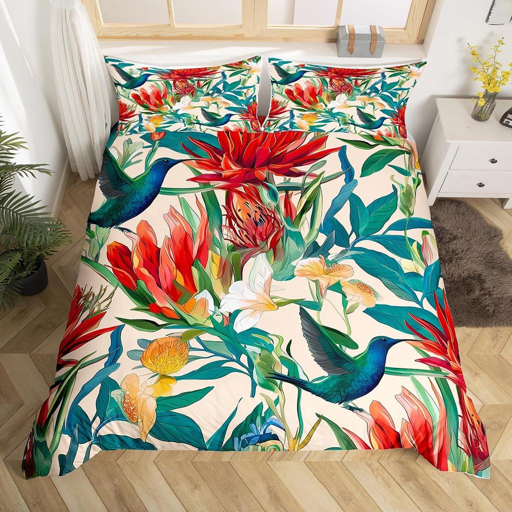 Hummingbird Duvet Cover For Kids Boys Girls Quilt Covers Lightweight Down Bedroom Decor 2 Pillowcases 1 Duvet Cover No Comforter