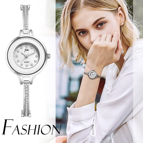 Women's Watch, Bracelet/Bangle, Rhinestone, Analog Display, Waterproof, Popular, Cute, Simple, Stylish, Alloy Quartz Movement, Silver, Birthday, Anniv