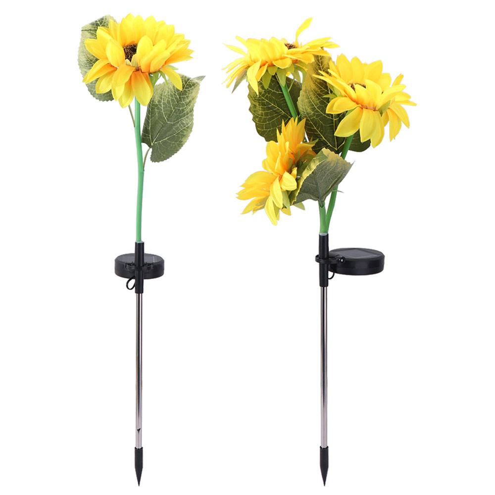 Artificial Night Lights 1/3 Head Landscape Lamp Home Decoration LED Solar Sunflower Lights  Garden