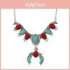 Ethnic Style Artificial Turquoise Pendant Necklace With Multilayer Chain For Bohemian Fashion
