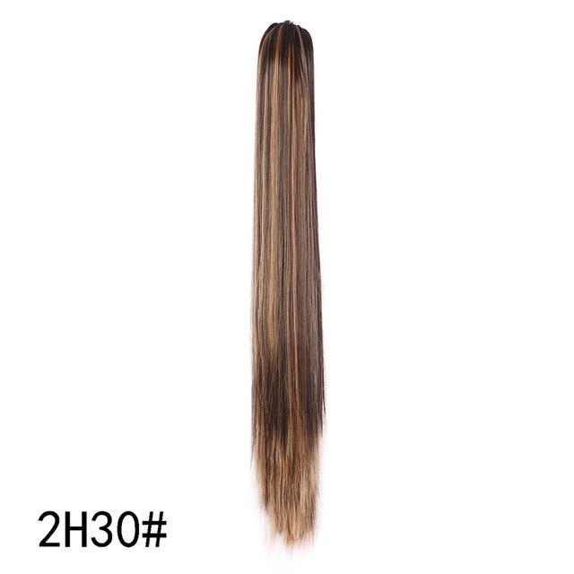 Synthetische Pferdeschwanz-Haarverlängerungen, lange, gerade Klaue, Clip-in/on-Pferdeschwanz für Frauen, tägliche Party, 55,9 cm, hitzebeständiges Kunsthaar
