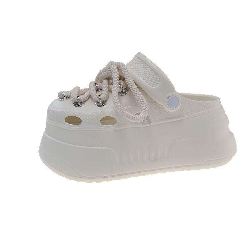 Soft leather lace-up Doudou shoes women's 2025 new summer soft-soled comfortable casual shoes non-slip wavy bottom platform single shoes