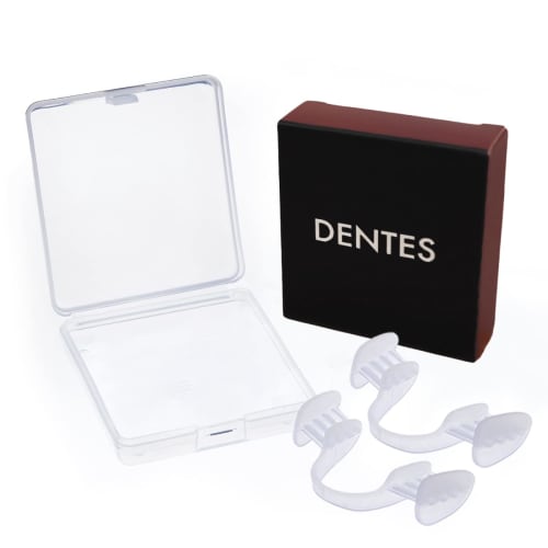 Dentist-approved Night Guard for Sleeping, 1 Box (2 Guards) with Case, Prevention and Preventive Measures, DENTES White