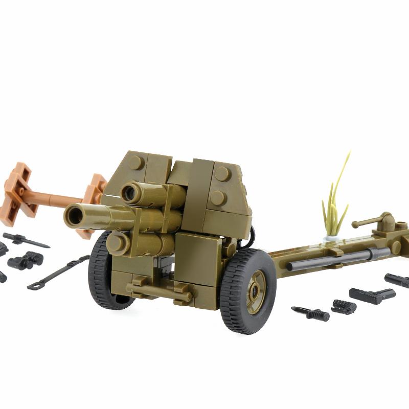 Non-Toxic Ww2 Soviet Military Weapons Building Blocks Army Soldier Figure Anti-Tank Gun Cannon Shell Parts Bricks Toys For Kids