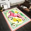 Pink Horse and Yellow Roses Printed Carpet with Floral Green Border Suitable for Use As an Anti-slip for Living Room Bedroom Sofas