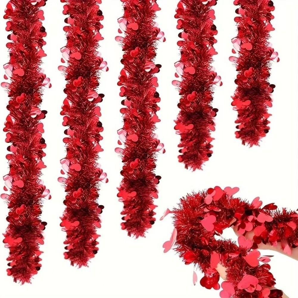DIY Heart Tinsel Garland Love Sequins Hanging Decor Sweet Valentines Garland  Valentines Party