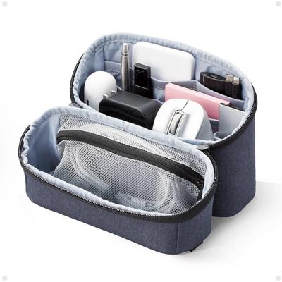 ELECOM Organizing Recycled Large Capacity with Interior 195mm Wide X 55mm Thick X 170mm High Pouch, Material, Storage, Handle, Water-Repellent, Navy,