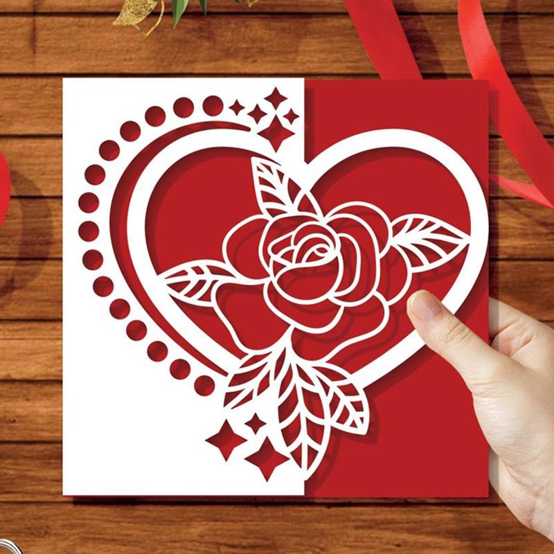 85AD Giorno di San Valentino Cuore Fiori Fustelle in Metallo Stencil Fai da Te Scrapbooking Album Cartoncino Modello Stampo Artigianato per Goffratura