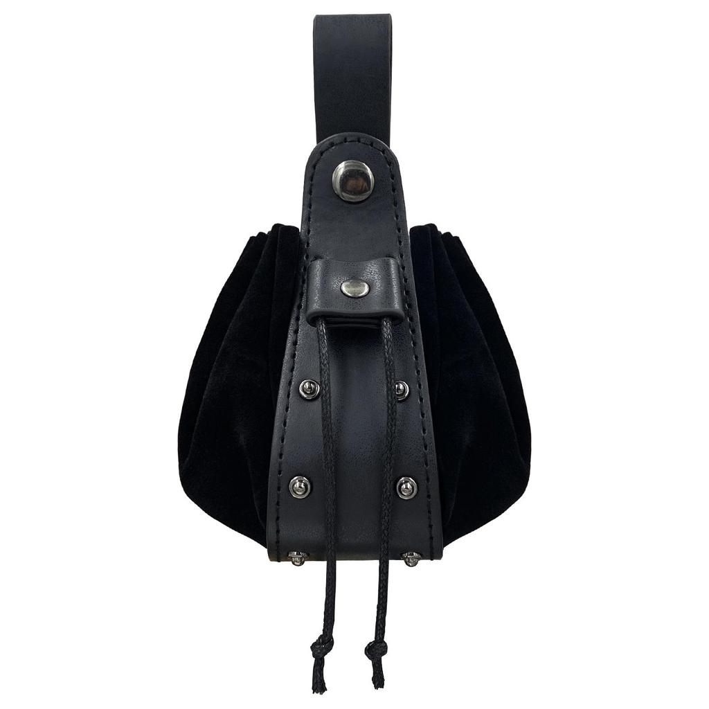 Średniowieczna sakiewka na pasek z nitami w stylu wikingów - Retro portmonetka saszetka