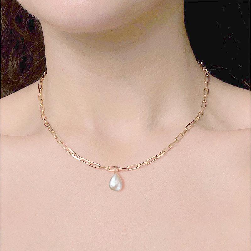 925 Sterling Silver Necklace with Baroque Irregular Freshwater Pearl Pendant - Versatile Temperament Clavicle Chain Jewelry