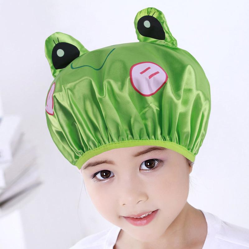 Children's Cartoon Shower Cap Double-Layer Creative Waterproof Cute Shampoo Cap Colorful Bath Accessory for Kids